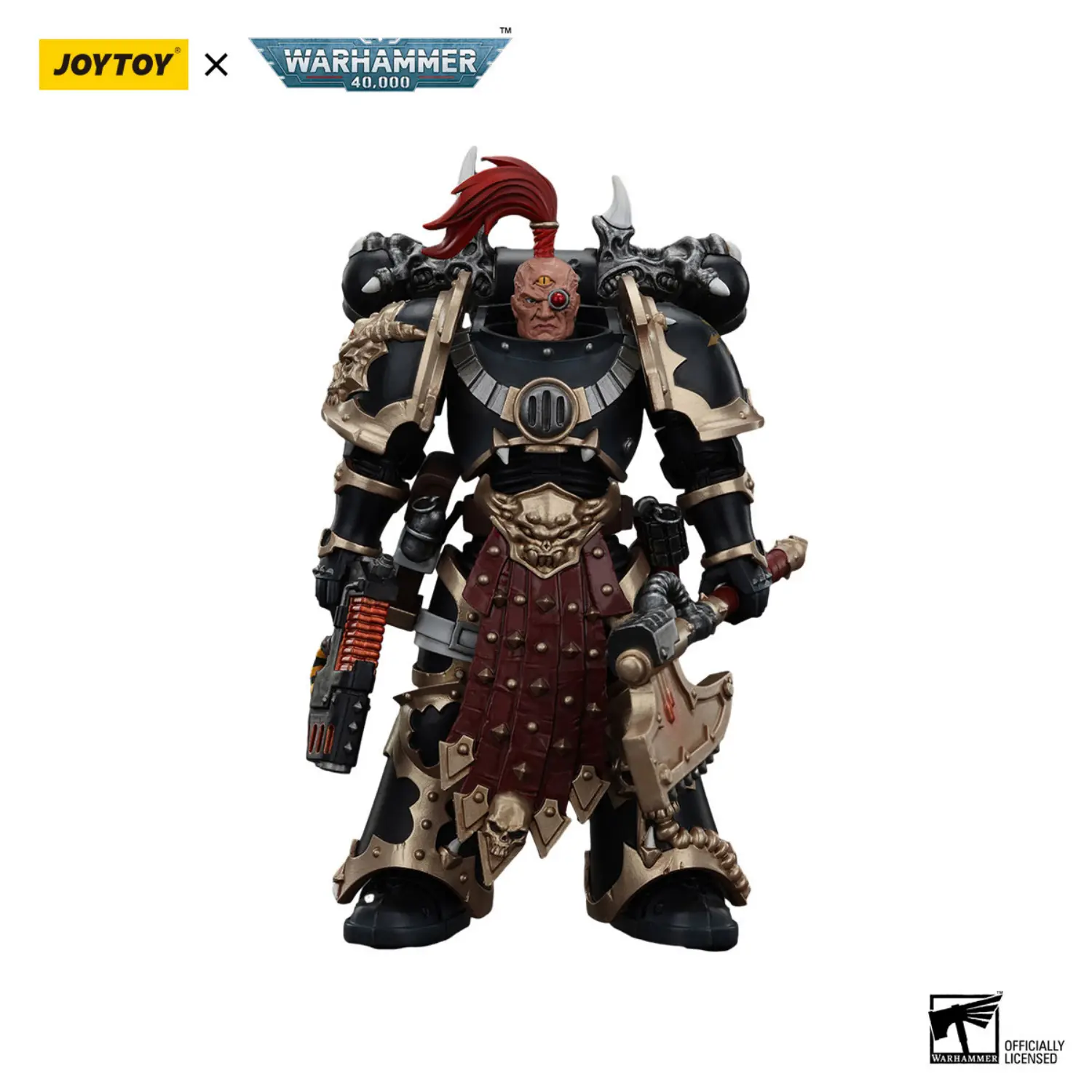 Action Figure Chaos Space Marines Black Legion Chosen With Plasma Pistol And Power Axe 1 18 Joytoy Warhammer 40k In White Bakcground 1