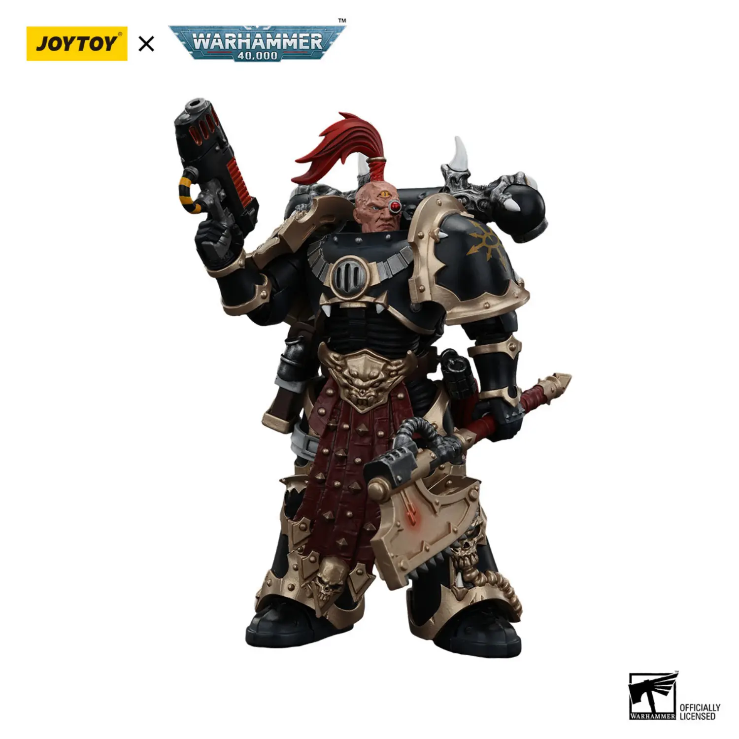 Action Figure Chaos Space Marines Black Legion Chosen With Plasma Pistol And Power Axe 1 18 Joytoy Warhammer 40k In White Bakcground 2