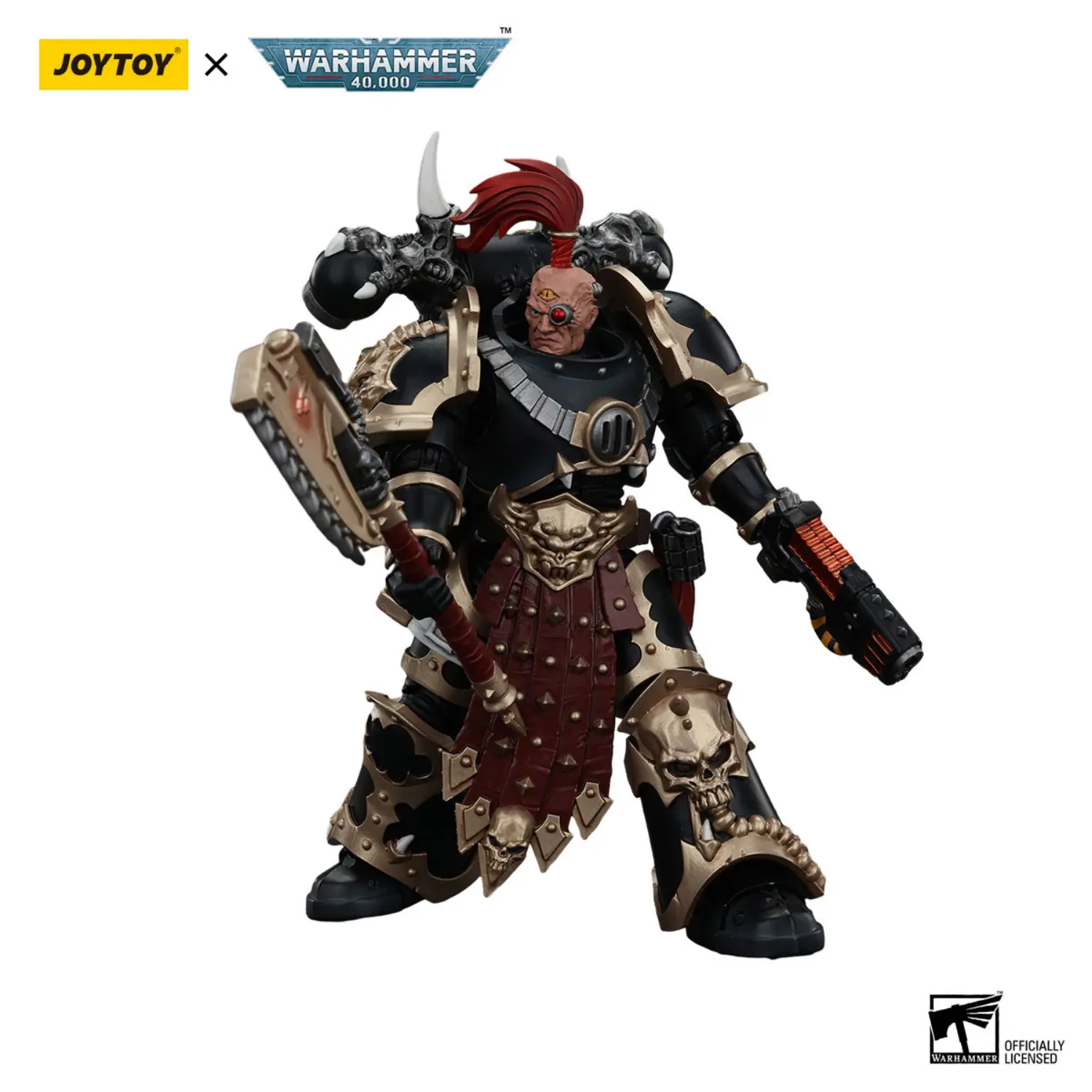 Action Figure Chaos Space Marines Black Legion Chosen With Plasma Pistol And Power Axe 1 18 Joytoy Warhammer 40k In White Bakcground 3