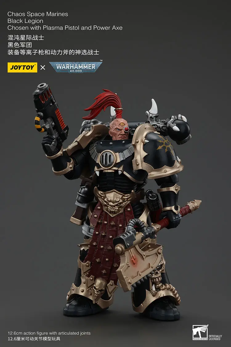 Action Figure Chaos Space Marines Black Legion Chosen With Plasma Pistol And Power Axe 1 18 Joytoy Warhammer 40k Rectangle Image 3
