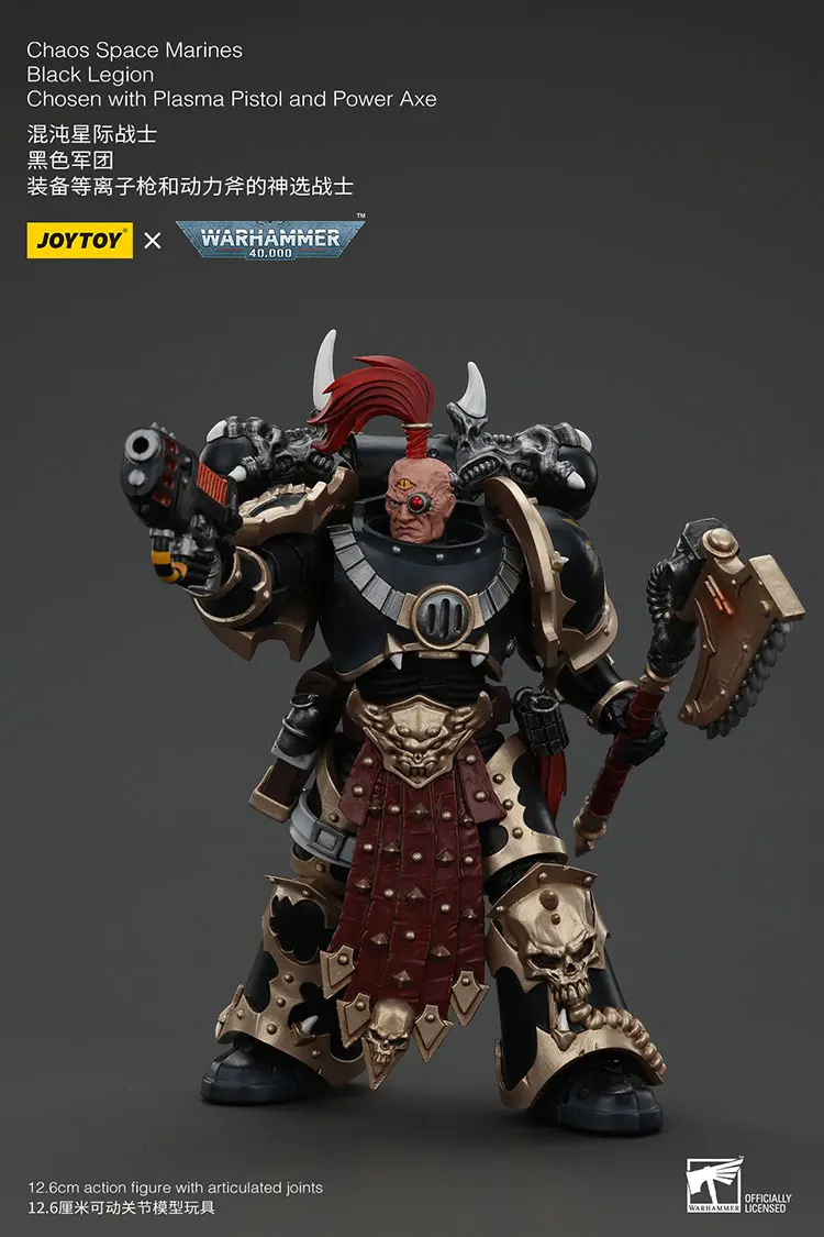 Action Figure Chaos Space Marines Black Legion Chosen With Plasma Pistol And Power Axe 1 18 Joytoy Warhammer 40k Rectangle Image 4