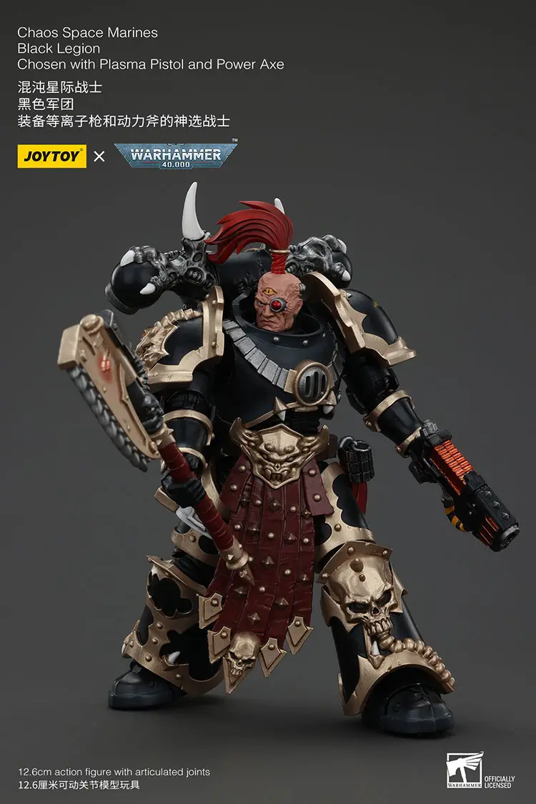 Action Figure Chaos Space Marines Black Legion Chosen With Plasma Pistol And Power Axe 1 18 Joytoy Warhammer 40k Rectangle Image 5