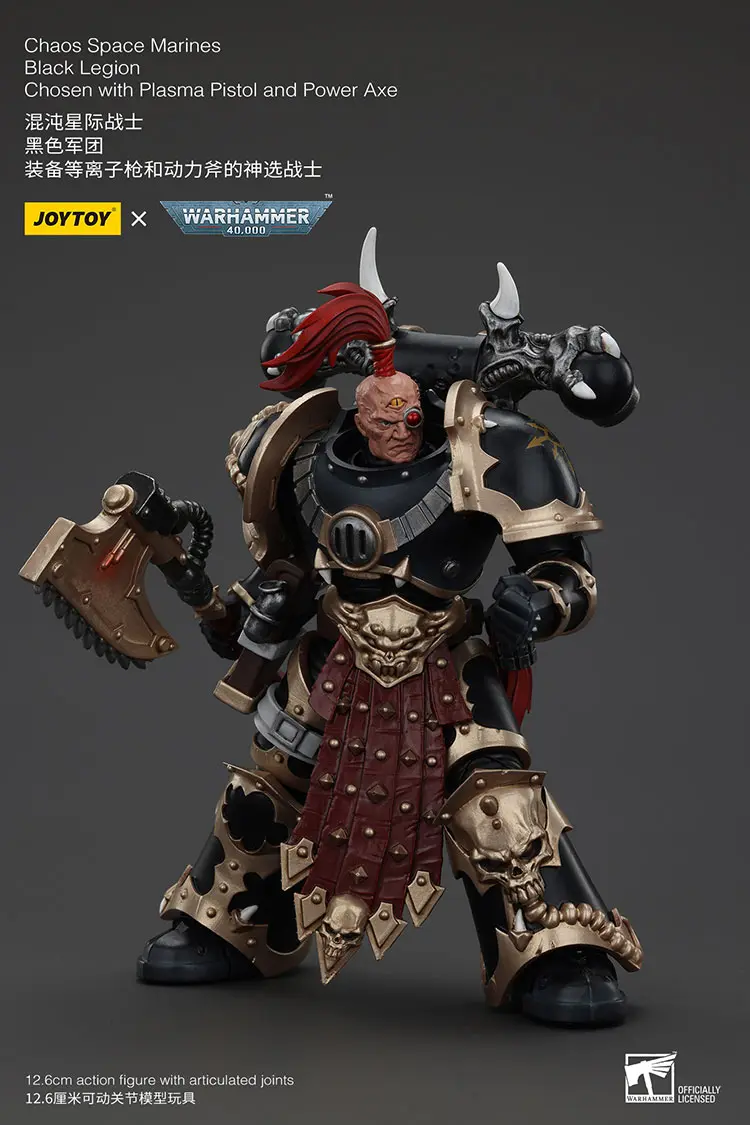 Action Figure Chaos Space Marines Black Legion Chosen With Plasma Pistol And Power Axe 1 18 Joytoy Warhammer 40k Rectangle Image 6