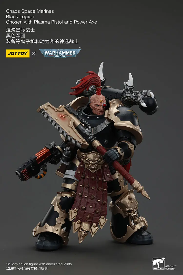 Action Figure Chaos Space Marines Black Legion Chosen With Plasma Pistol And Power Axe 1 18 Joytoy Warhammer 40k Rectangle Image 7