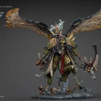 Action Figure Chaos Space Marines Death Guard Mortarion, Daemon Primarch Of Nurgle On Display Stand 8 With Ancient Weapons 'the Lantern' And 'silence' 1 18 Joytoy Warhammer 40k Rectangle Image
