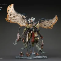 Action Figure Chaos Space Marines Death Guard Mortarion, Daemon Primarch Of Nurgle On Dispplay Stand 7 With Ancient Weapons 'the Lantern' And 'silence' 1 18 Joytoy Warhammer 40k Rectangle Image