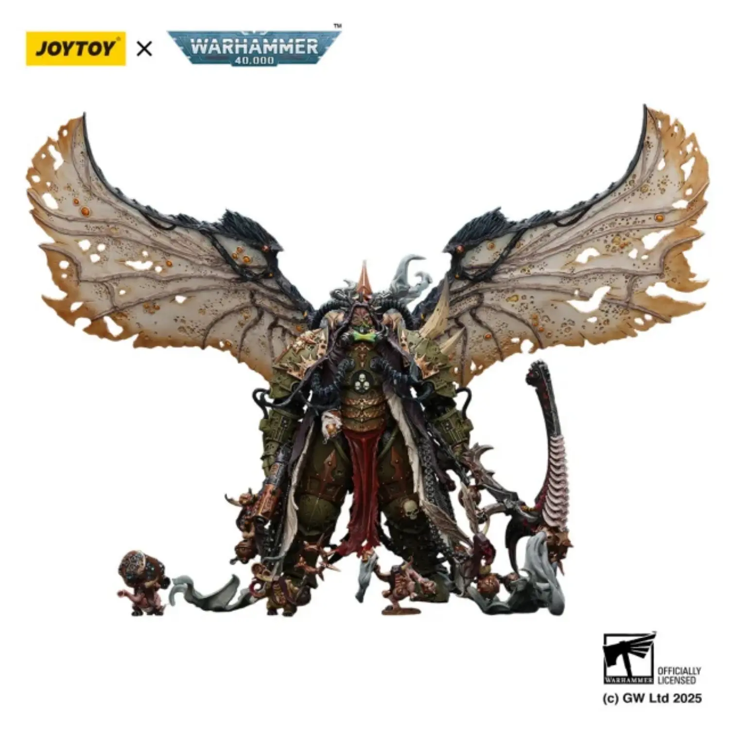 Action Figure Chaos Space Marines Death Guard Mortarion, Daemon Primarch Of Nurgle With Ancient Weapons 'the Lantern' And 'silence' 1 18 Joytoy Warhammer 40k In White Background 3