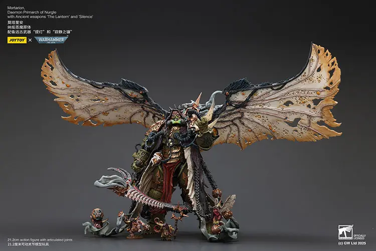 Action Figure Chaos Space Marines Death Guard Mortarion, Daemon Primarch Of Nurgle With Ancient Weapons 'the Lantern' And 'silence' 1 18 Joytoy Warhammer 40k Rectangle Image 5