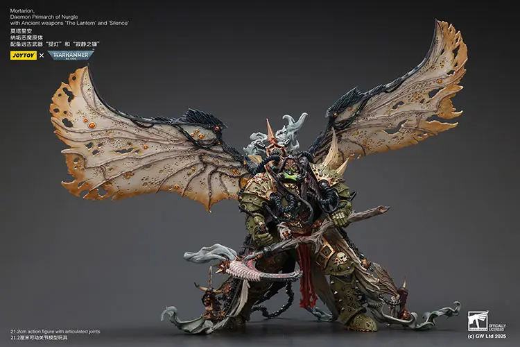Action Figure Chaos Space Marines Death Guard Mortarion, Daemon Primarch Of Nurgle With Ancient Weapons 'the Lantern' And 'silence' 1 18 Joytoy Warhammer 40k Rectangle Image 6