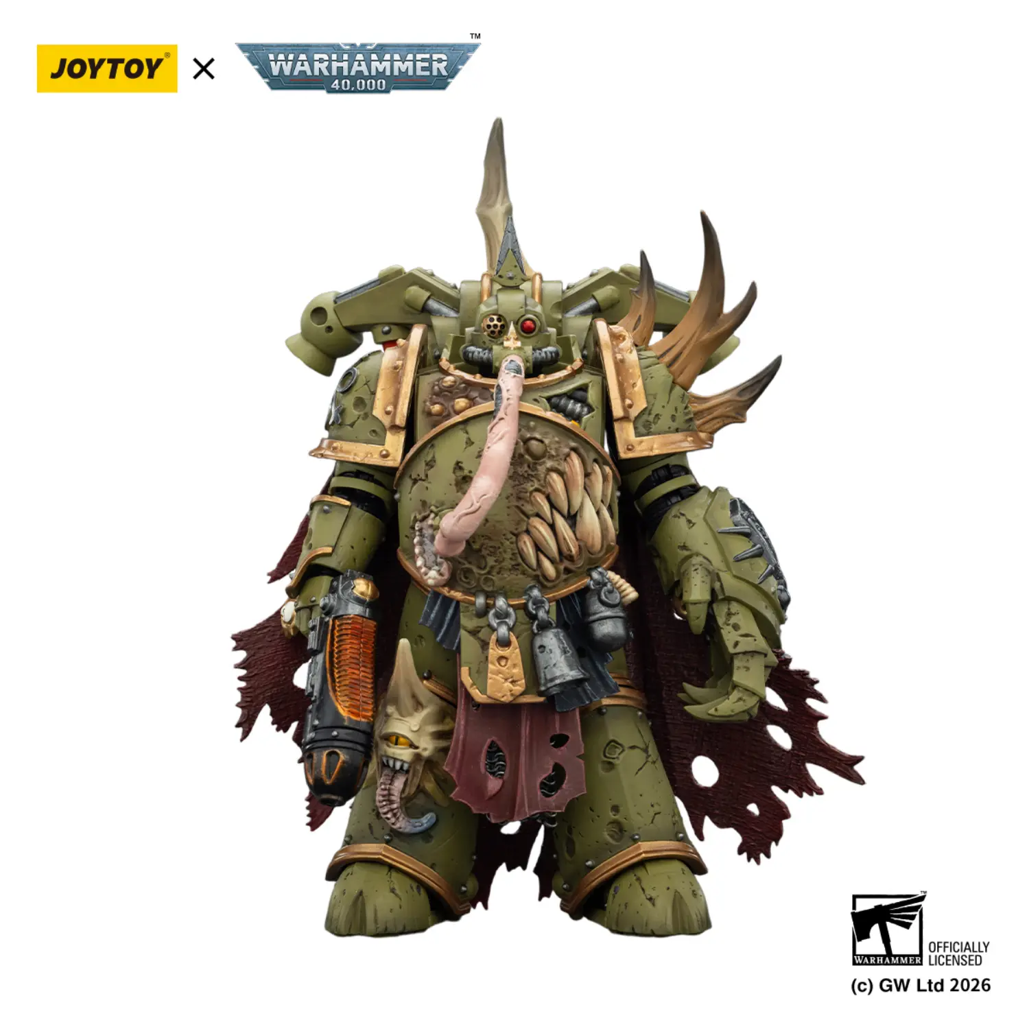 Action Figure Chaos Space Marines Death Guard Plague Marine Champion With Plasma Pistol And Power Fist 1 18 Joytoy Warhammer 40k In White Background 1