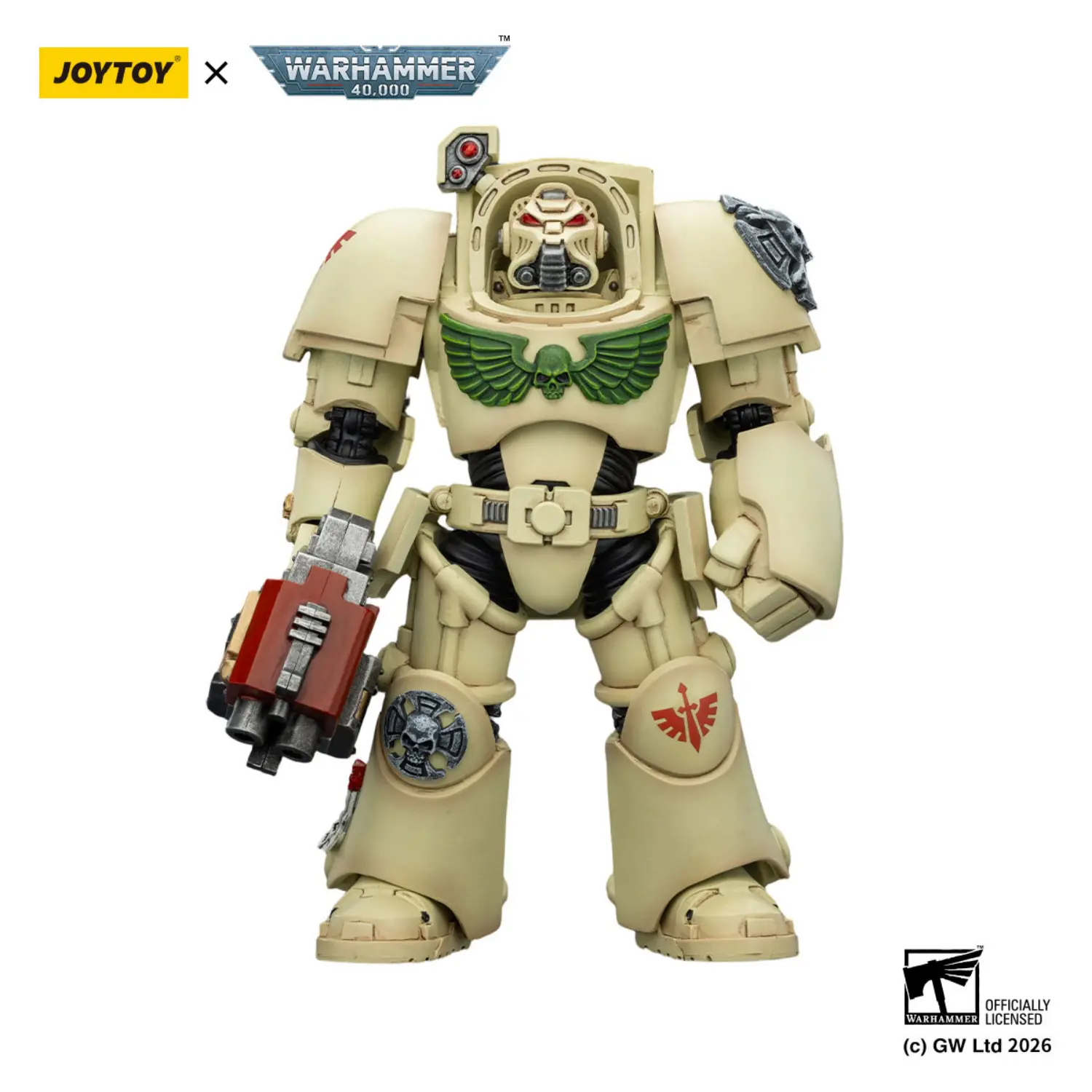 Action Figure - Dark Angels Deathwing Terminator 2 with Power Fist and Storm Bolter 1 18 - JOYTOY Warhammer 40K in white background 1