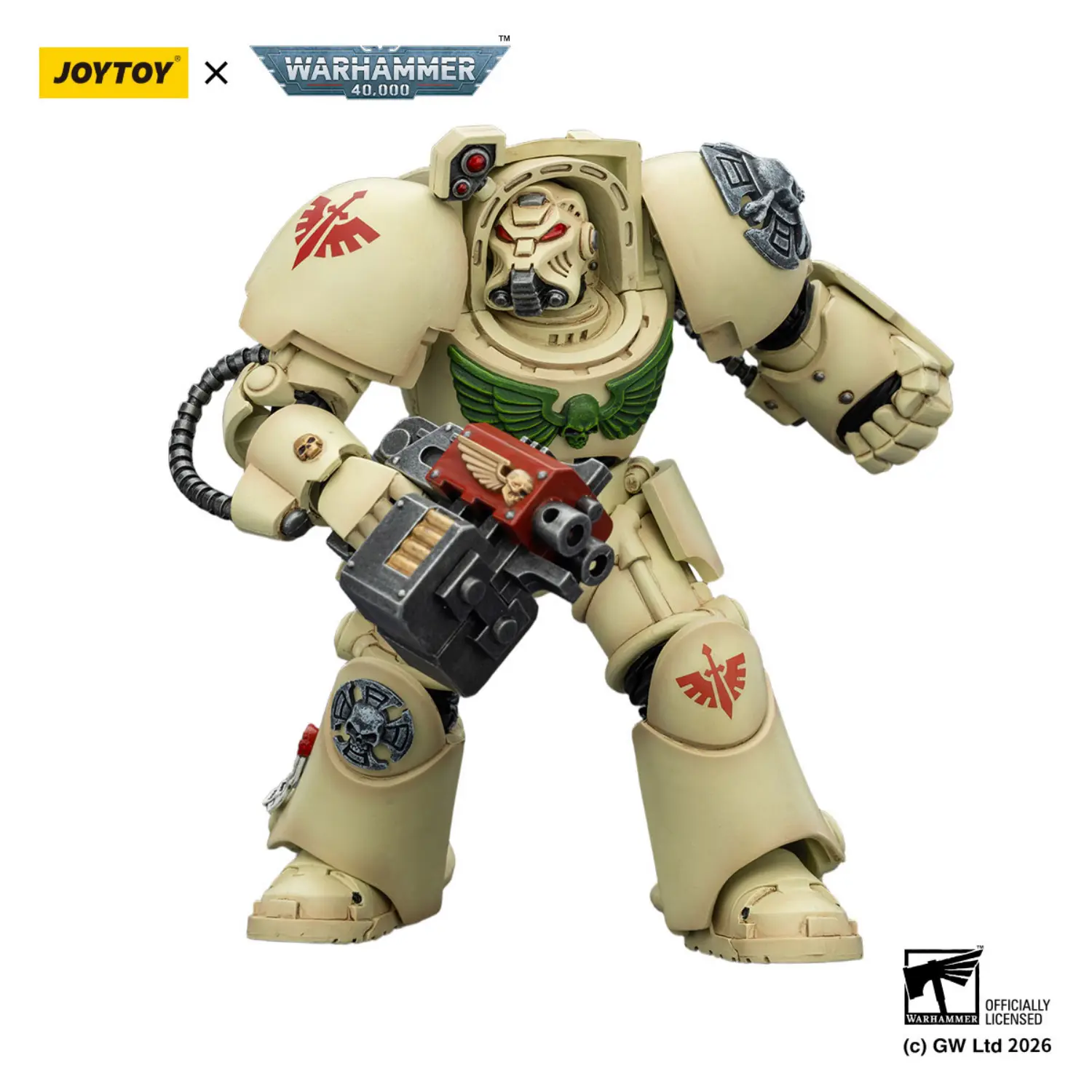 Action Figure - Dark Angels Deathwing Terminator 2 with Power Fist and Storm Bolter 1 18 - JOYTOY Warhammer 40K in white background 3