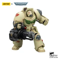 Action Figure - Dark Angels Deathwing Terminator 3 with Power Fist and Assault Cannon 1 18 - JOYTOY Warhammer 40K in white background 3