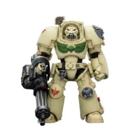Action Figure - Dark Angels Deathwing Terminator 3 with Power Fist and Assault Cannon 1 18 - JOYTOY Warhammer 40K in white background 5