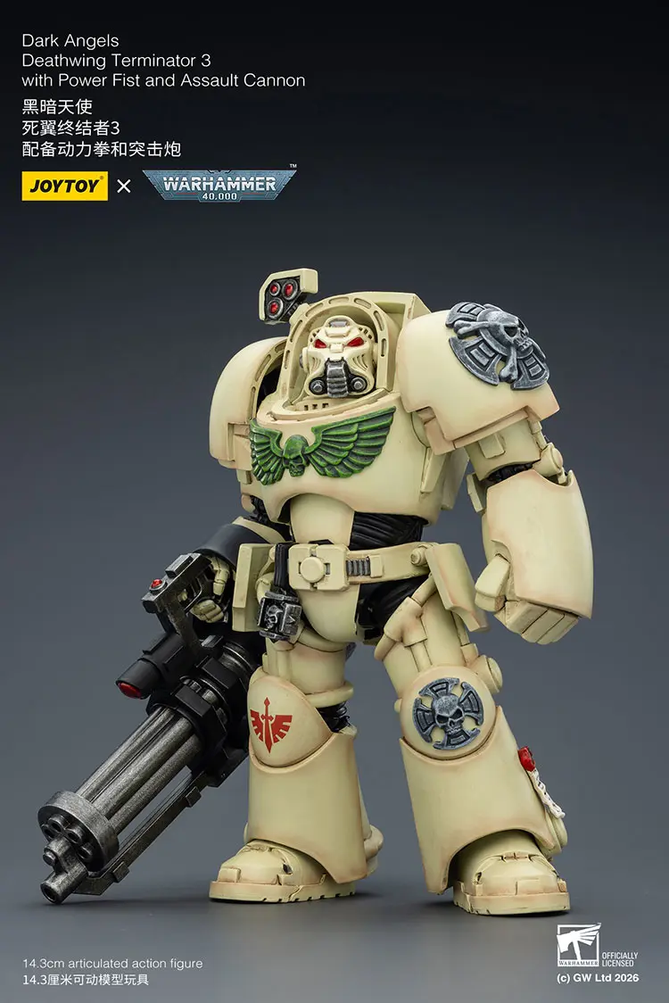 Action Figure - Dark Angels Deathwing Terminator 3 with Power Fist and Assault Cannon 1 18 - JOYTOY Warhammer 40K rectangle image 1