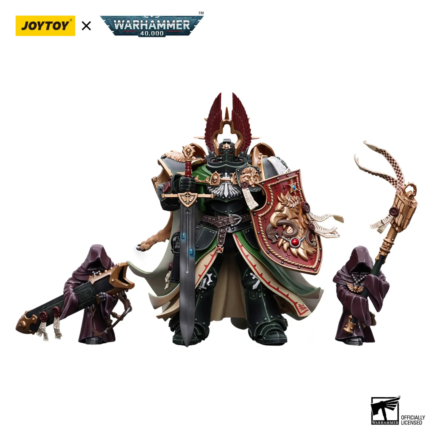 Action Figure Dark Angels Primarch Lion El'jonson With Two Mysterious Watchers In The Dark 1 18 Joytoy Warhammer 40k In White Background