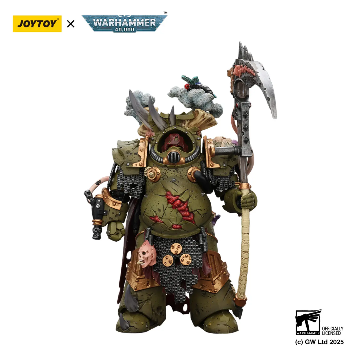 Action Figure Death Guard Deathshroud Terminator 1 With Manreaper And Plaguespurter Gauntlet 1 18 Joytoy Warhammer 40k In White Background 1
