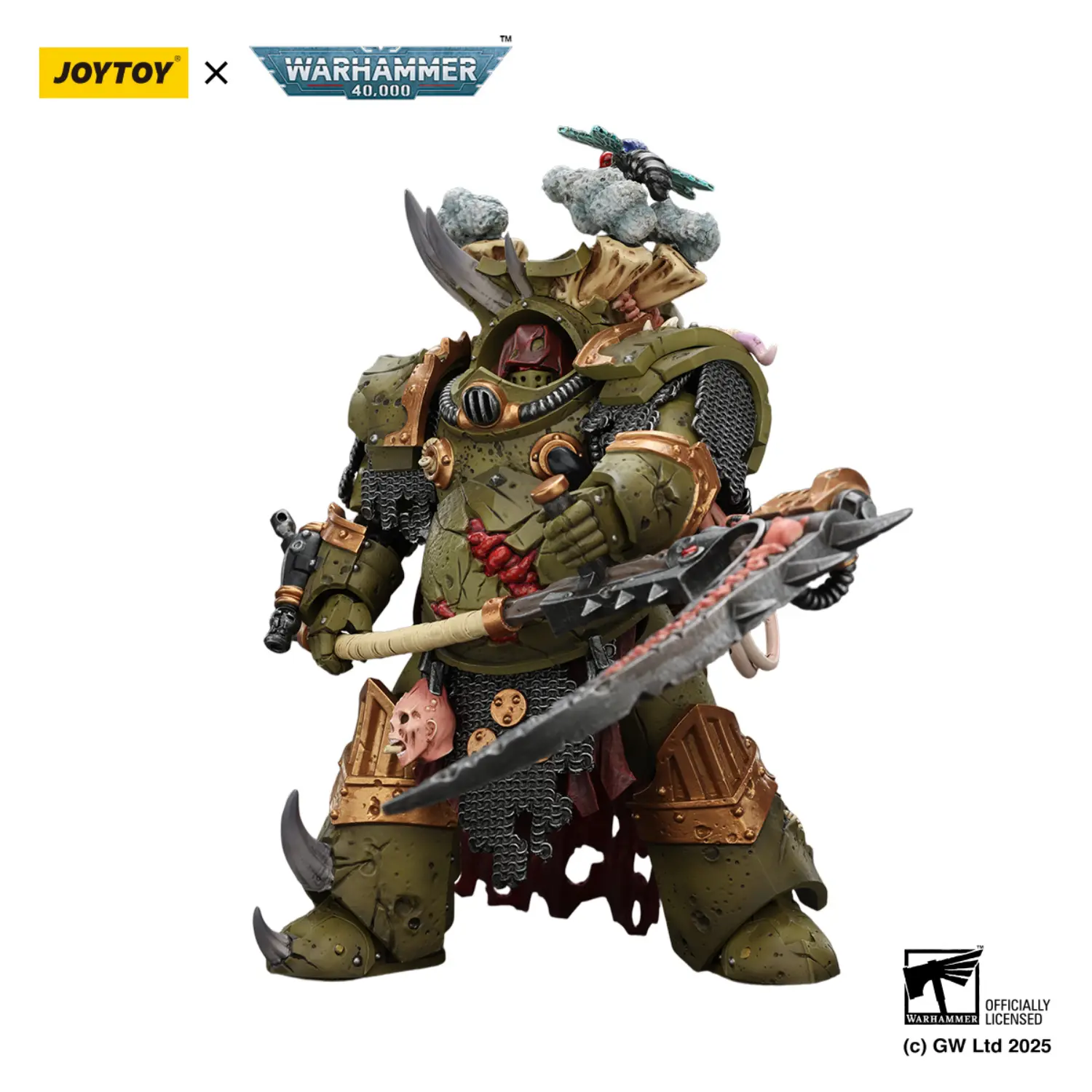 Action Figure Death Guard Deathshroud Terminator 1 With Manreaper And Plaguespurter Gauntlet 1 18 Joytoy Warhammer 40k In White Background 3