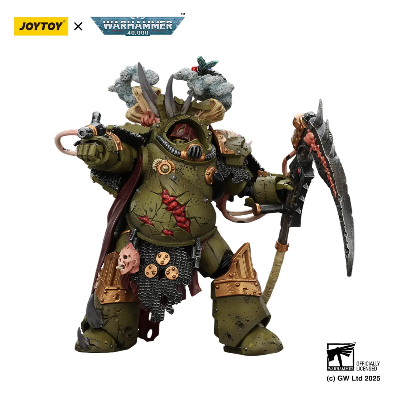 Action Figure Death Guard Deathshroud Terminator 1 With Manreaper And Plaguespurter Gauntlet 1 18 Joytoy Warhammer 40k In White Background 4