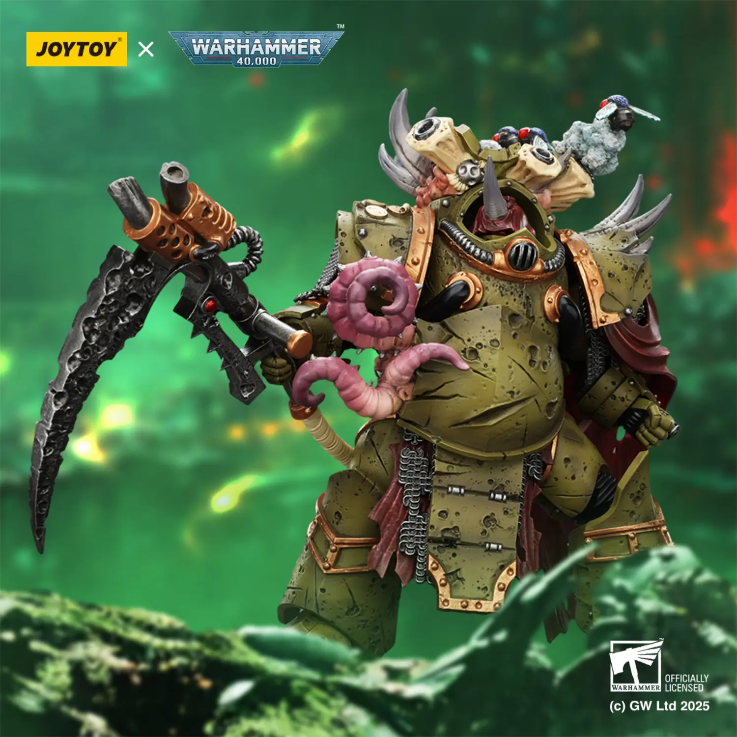 Action Figure - Death Guard Deathshroud Terminator 2 with Manreaper and Plaguespurter Gauntlet 1 18 - JOYTOY Warhammer 40K in green battle fields background Action Figure Death Guard Deathshroud Terminator 2 With Manreaper And Plaguespurter Gauntlet 1 18 Joytoy Warhammer 40k In Green Battle Fields Background