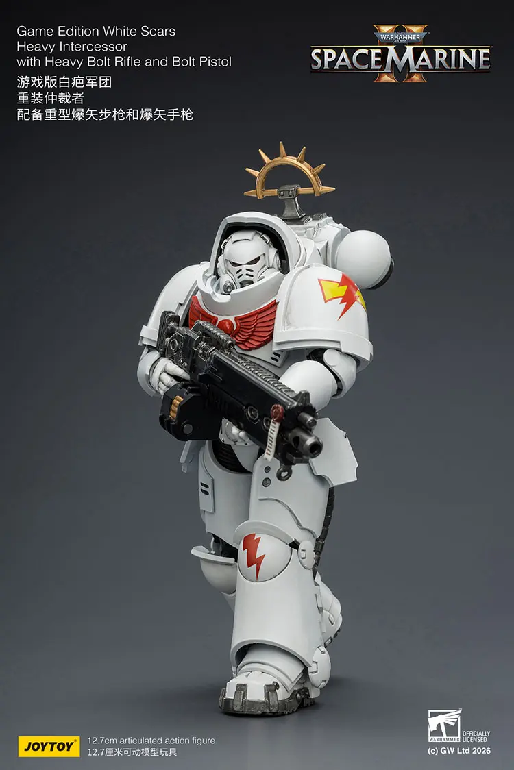 Action Figure - Game Edition White Scars Heavy Intercessor with Heavy Bolt Rifle and Bolt Pistol 1 18 - JOYTOY Warhammer 40K rectangle image 4 Action Figure Game Edition White Scars Heavy Intercessor With Heavy Bolt Rifle And Bolt Pistol 1 18 Joytoy Warhammer 40k Rectangle Image 4