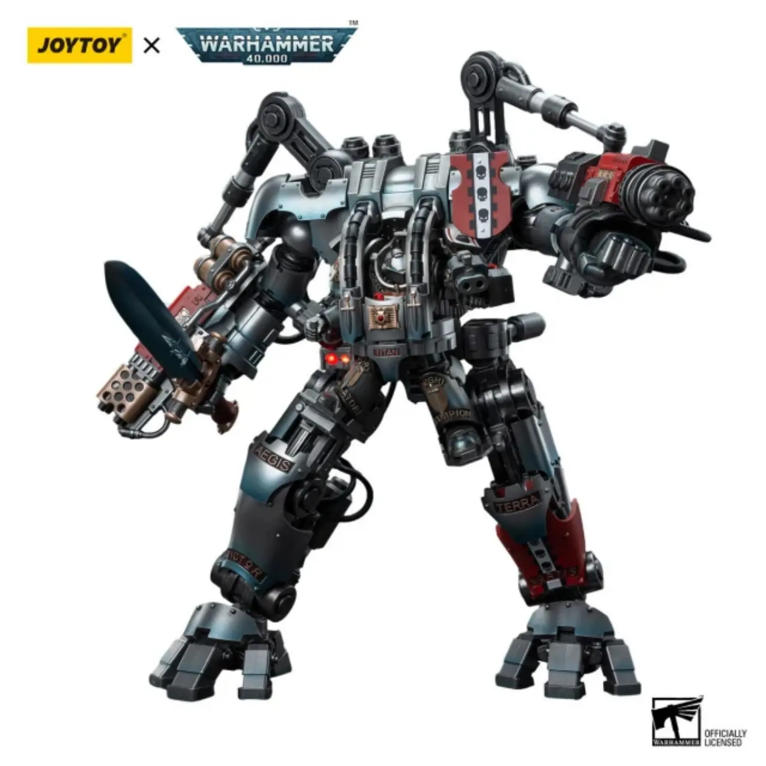 Action Figure Grey Knights Nemesis Dreadknight With The Grey Knight Pilot 1 18 Joytoy Warhammer 40k In White Background 4