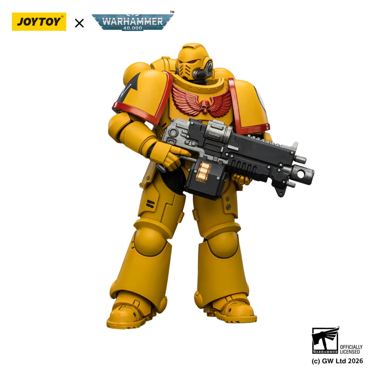 Action Figure - Imperial Fists Intercessor with Bolt Rifle, Bolt Pistol and Chainsword 1 18 - Warhammer 40K in white background 3
