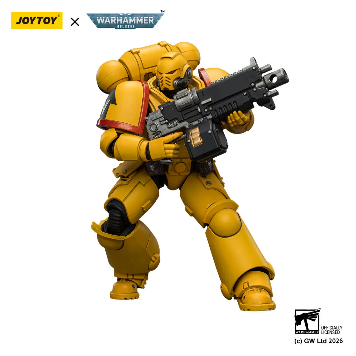 Action Figure - Imperial Fists Intercessor with Bolt Rifle, Bolt Pistol and Chainsword 1 18 - Warhammer 40K in white background 5