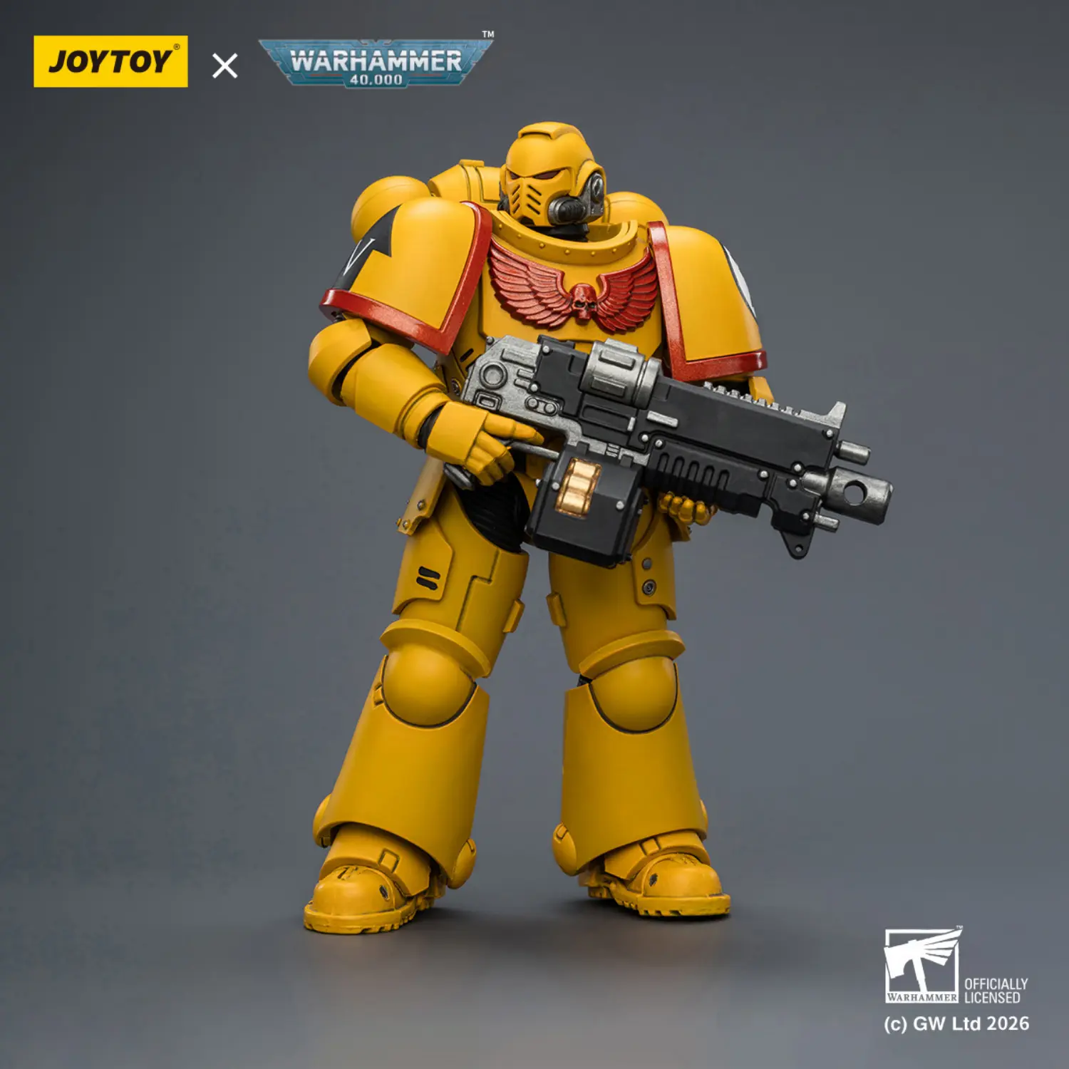 Action Figure - JOYTOY Imperial Fists Intercessor with Bolt Rifle, Bolt Pistol and Chainsword 1/18 - Warhammer 40K