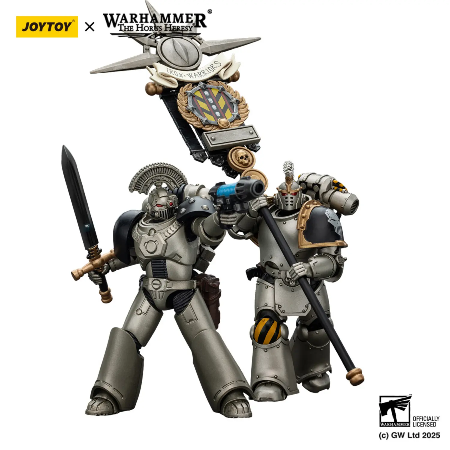 Action Figure Iron Warriors Command Squad Chosen & Mkvi Tactical Sergeant 1 18 Jotyoy Warhammer The Horus Heresy In White Background