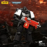 Action Figure - JOYTOY Black Templars Intercessor with Bolt Rifle, Bolt Pistol and Chainsword 1 18 - Warhammer 40K in dark red background