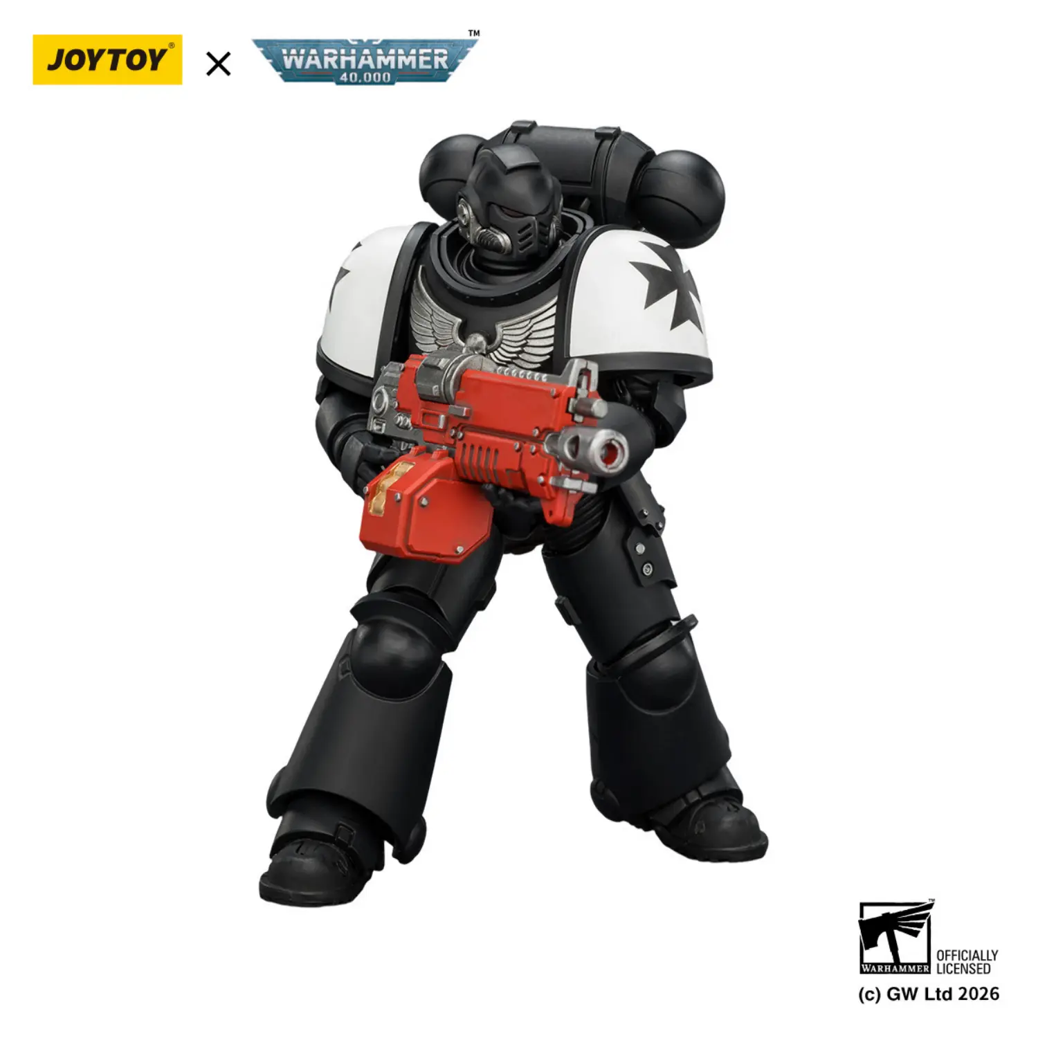 Action Figure - JOYTOY Black Templars Intercessor with Bolt Rifle, Bolt Pistol and Chainsword 1 18 - Warhammer 40K in white background 4