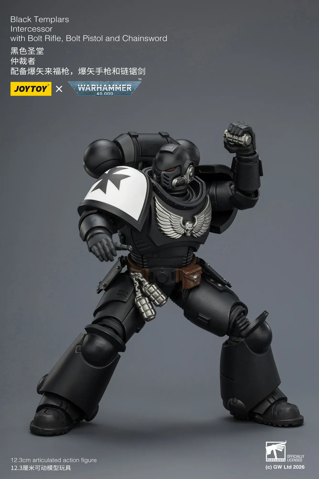 Action Figure - JOYTOY Black Templars Intercessor with Bolt Rifle, Bolt Pistol and Chainsword 1 18 - Warhammer 40K rectangle image 8