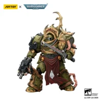 Action Figure - JOYTOY Death Guard Blightlord Terminator with Combi-bolter and Bubotic Blade 1 18 - Warhammer 40K in white background 3