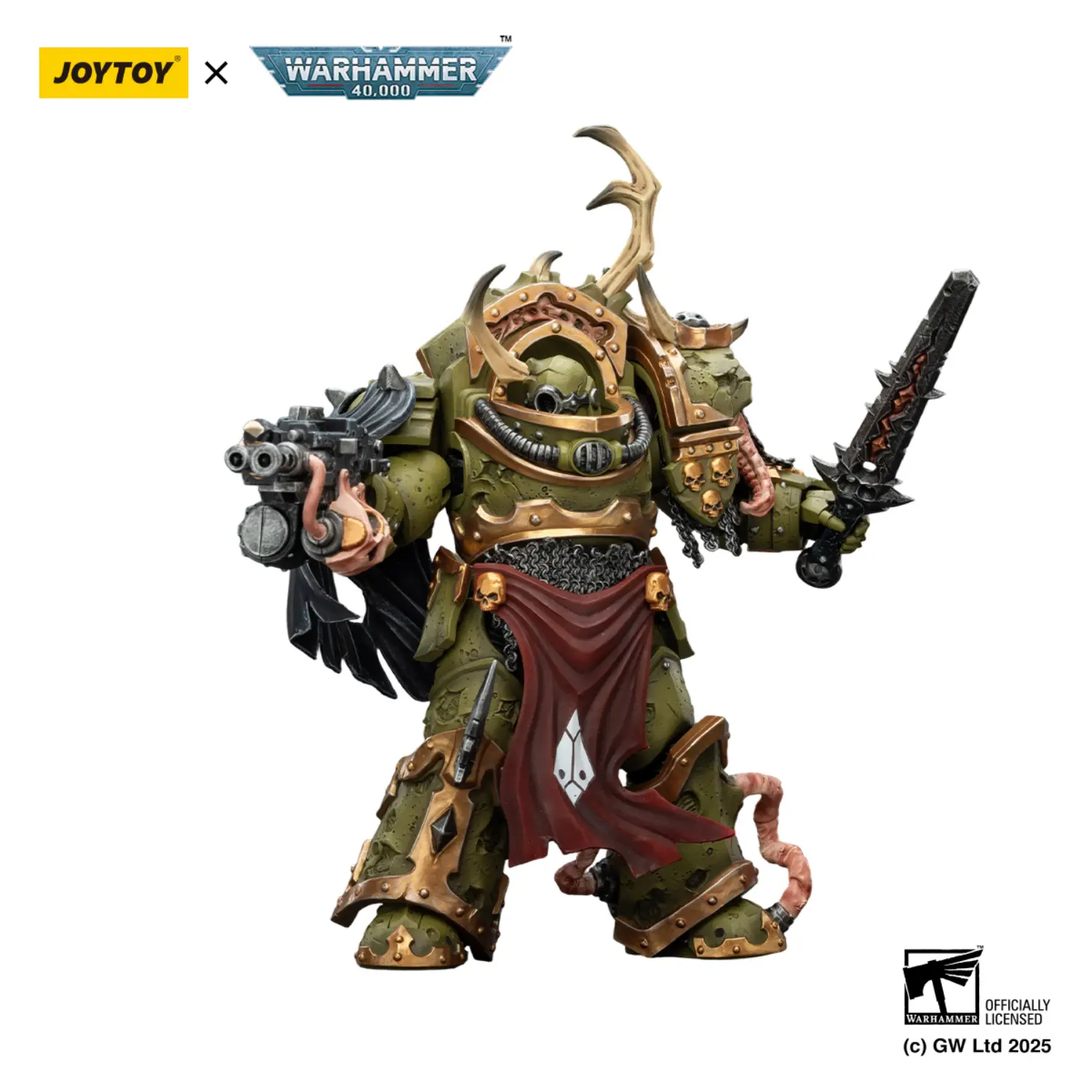 Action Figure - JOYTOY Death Guard Blightlord Terminator with Combi-bolter and Bubotic Blade 1 18 - Warhammer 40K in white background 4