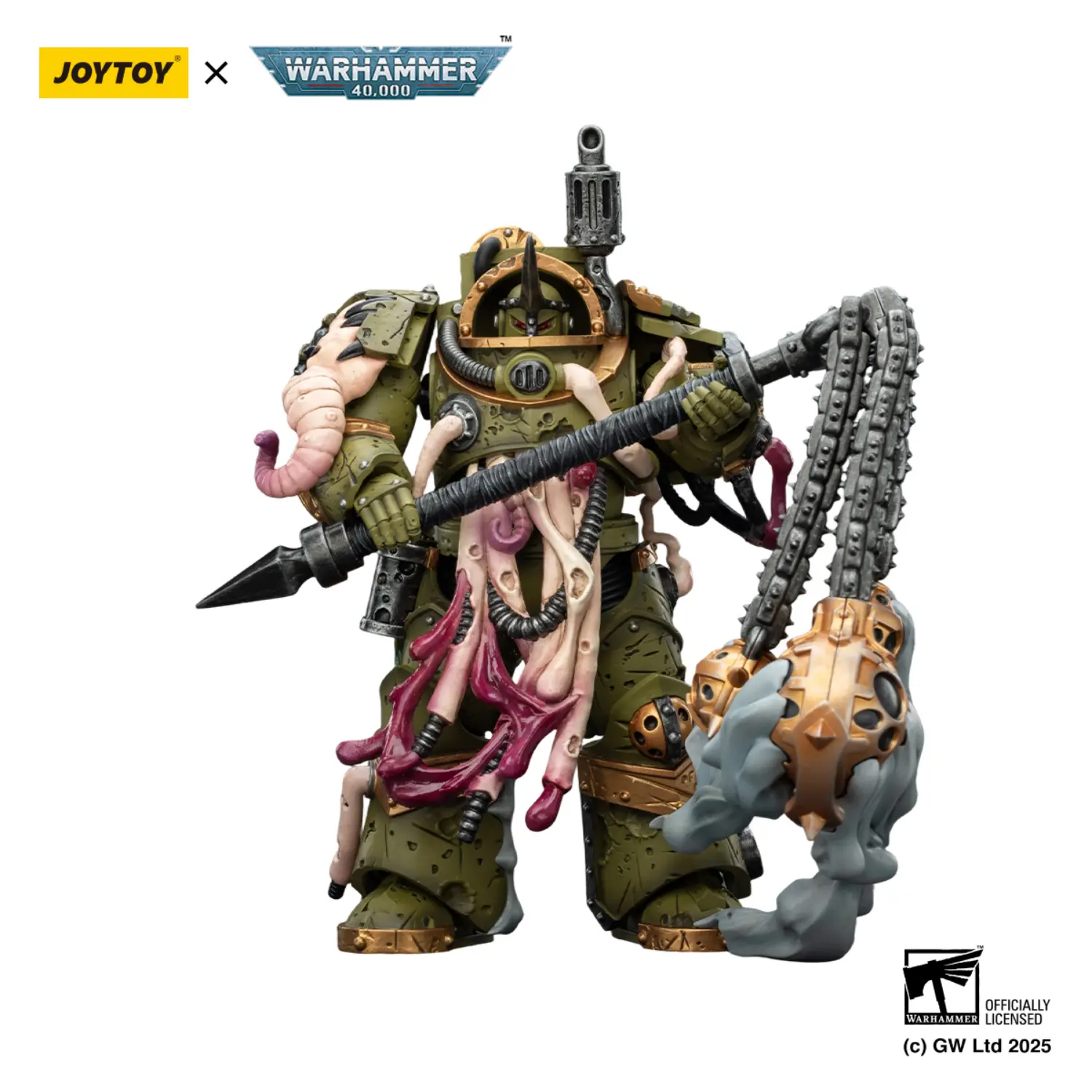 Action Figure - JOYTOY Death Guard Blightlord Terminator with Flail of Corruption 1 18 - Warhammer 40K in white background Action Figure - JOYTOY Death Guard Blightlord Terminator with Flail of Corruption 1 18 - Warhammer 40K in white background