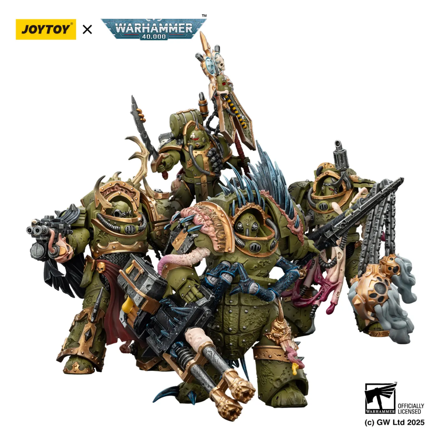 Action Figure - JOYTOY Death Guard Legion Vanguard Detachment 1 18 - Warhammer 40K in white background