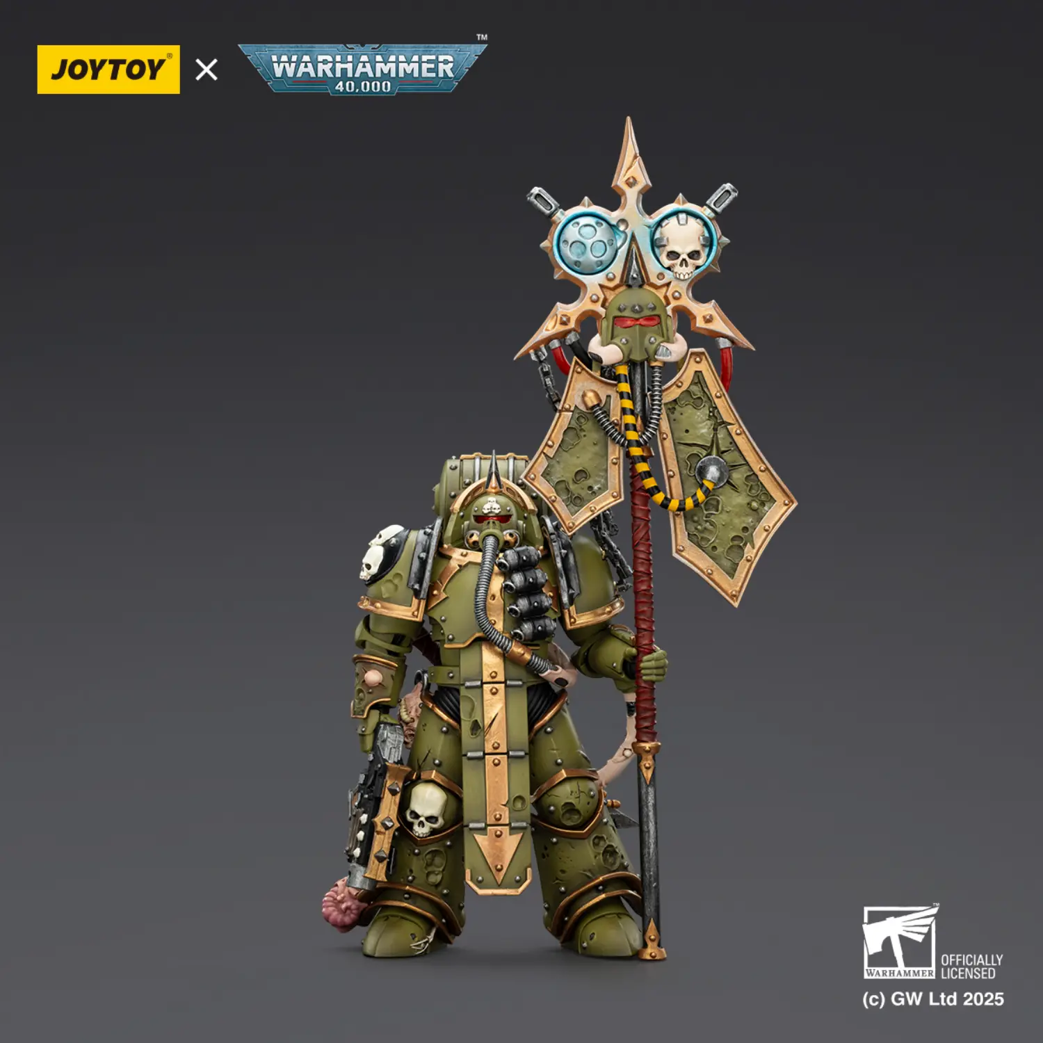 Action Figure - JOYTOY Death Guard Plague Marine Icon bearer with Boltgun and Plague knife 1 18 - Warhammer 40K 1