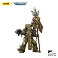 Action Figure - JOYTOY Death Guard Plague Marine Icon bearer with Boltgun and Plague knife 1 18 - Warhammer 40K in white background 3