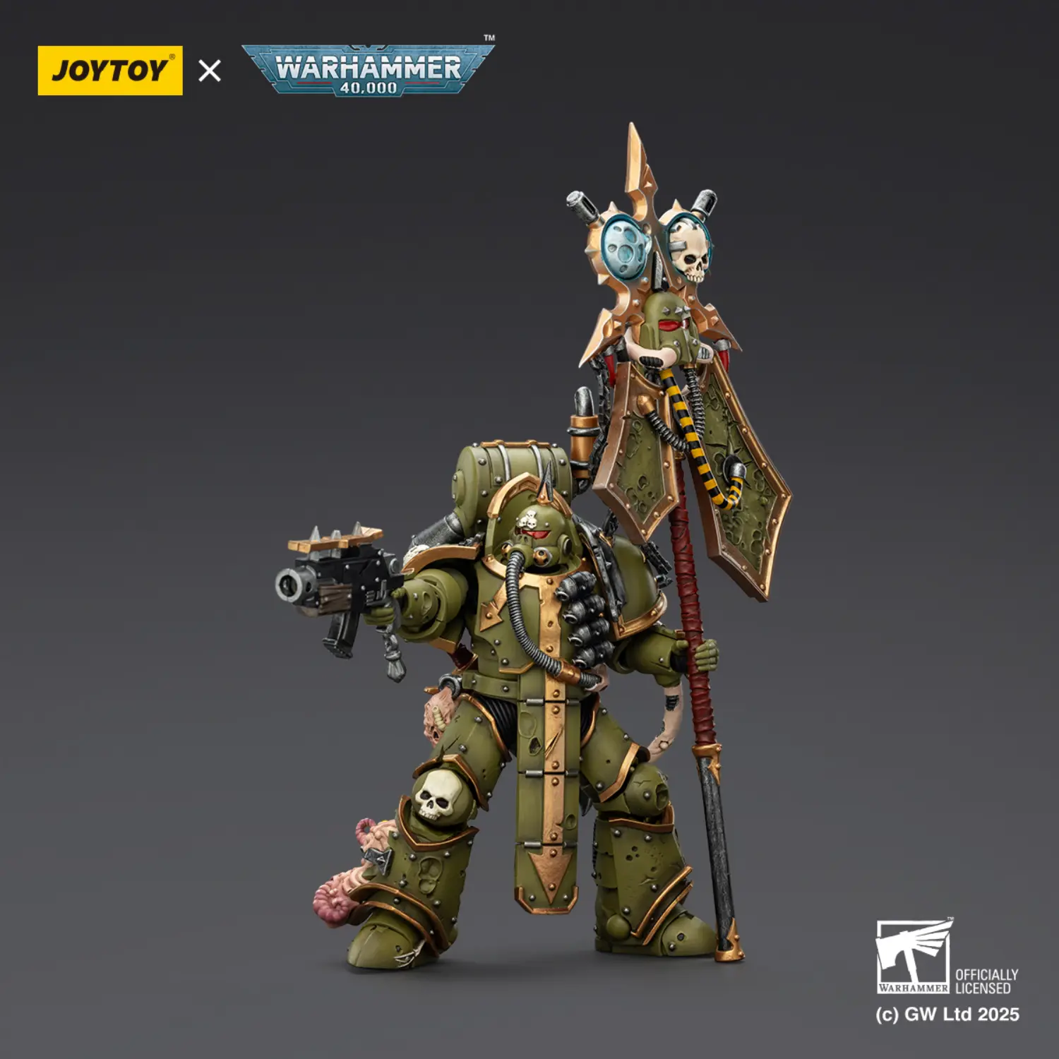 Action Figure - JOYTOY Death Guard Plague Marine Icon bearer with Boltgun and Plague knife 1 18 - Warhammer 40K