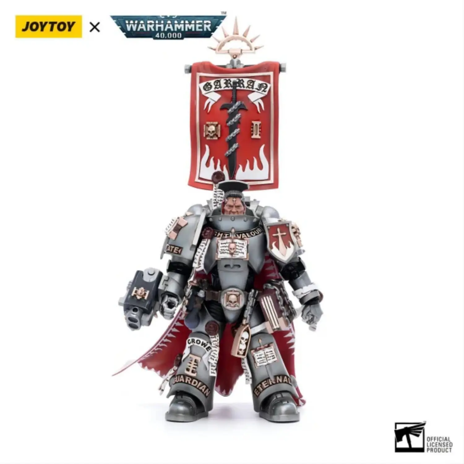 Action Figure - JOYTOY Grey Knights Castellan Crowe 1 18 - Warhammer 40K in white background