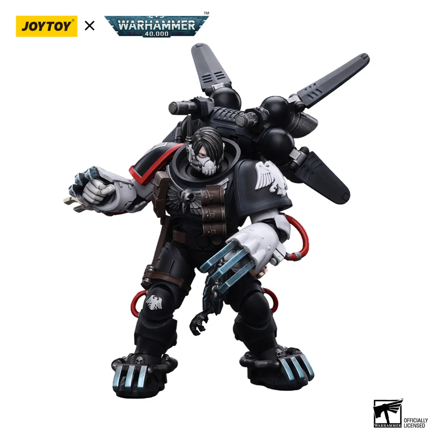 Action Figure - JOYTOY Raven Guard Chapter Master Kayvaan Shrike 1 18 - Warhammer 40K in white background 4