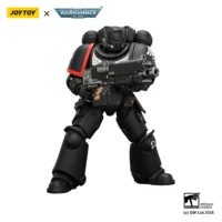 Action Figure - JOYTOY Raven Guard Intercessor with Bolt Rifle, Bolt Pistol, and Chainsword 1 18 - Warhammer 40K in white background 5
