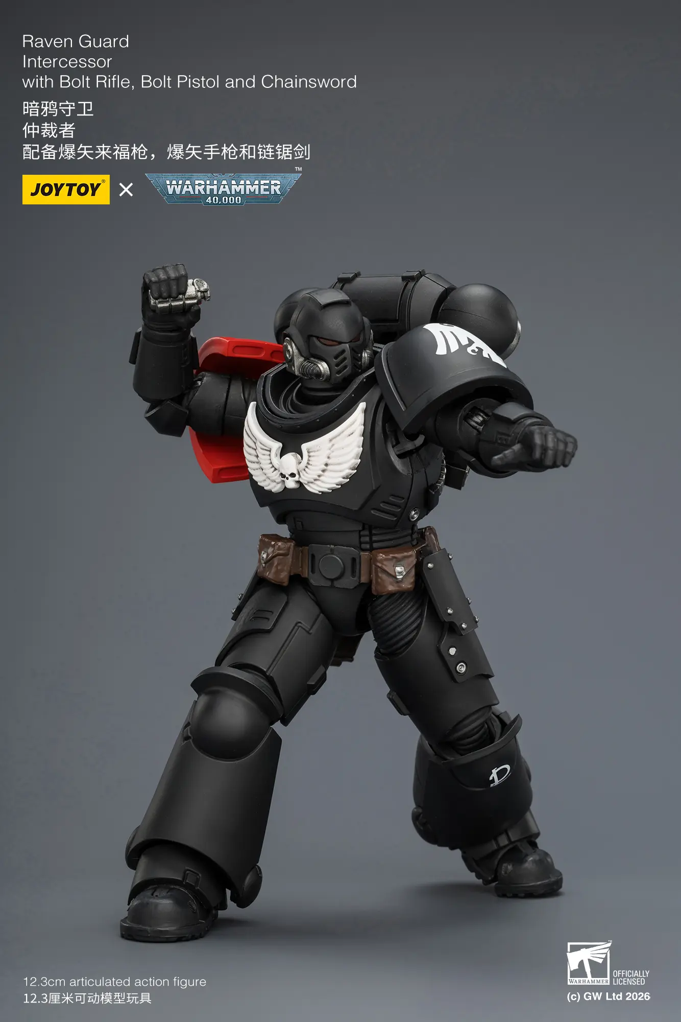 Action Figure - JOYTOY Raven Guard Intercessor with Bolt Rifle, Bolt Pistol, and Chainsword 1 18 - Warhammer 40K rectangle image 9