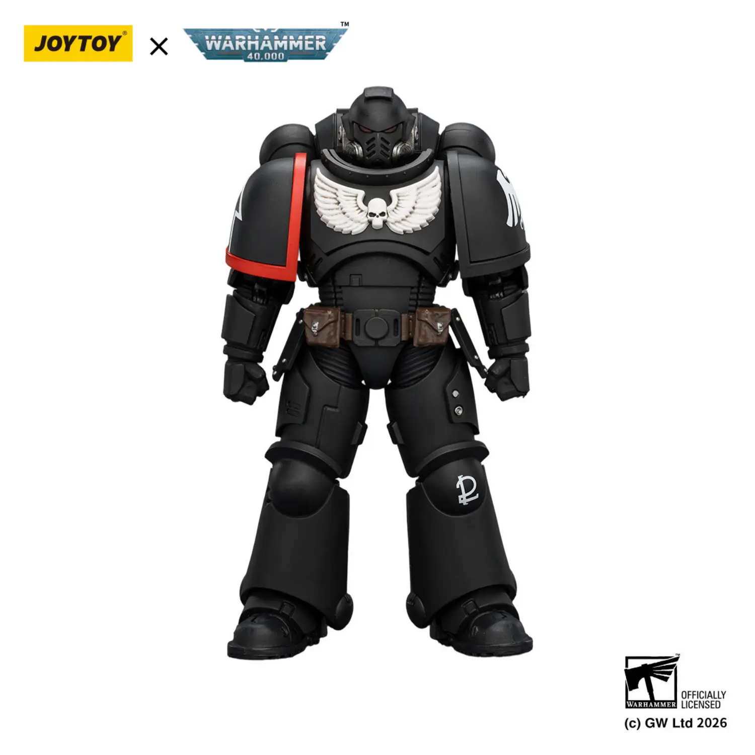 Action Figure - JOYTOY Raven Guard Intercessor without Bolt Rifle, Bolt Pistol, and Chainsword 1 18 - Warhammer 40K in white background