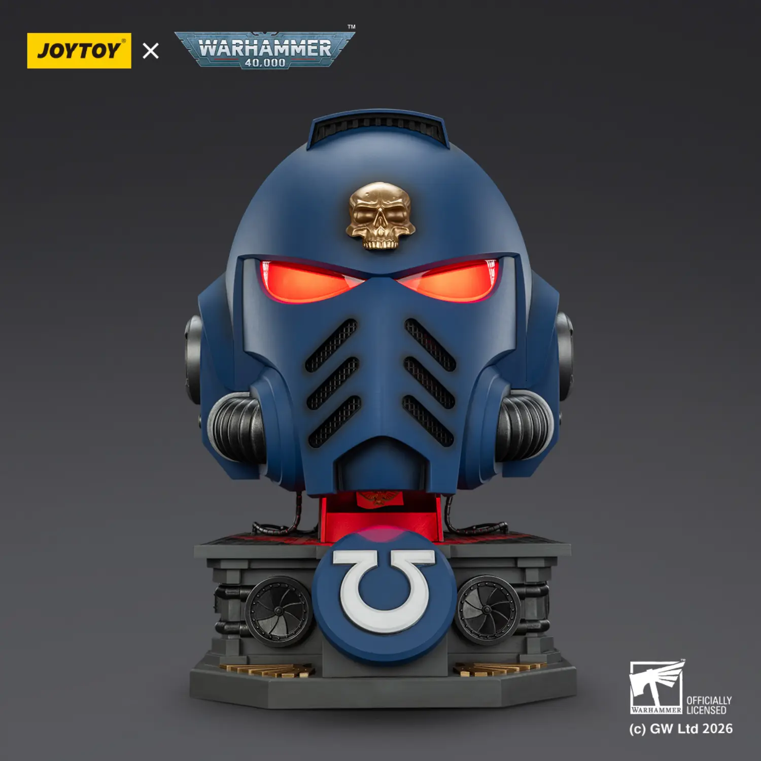 Action Figure Joytoy Ultramarines Captain Mkx Helmet With Red Lighting & Display Stand 1 1 Life Size Replica Warhammer 40k