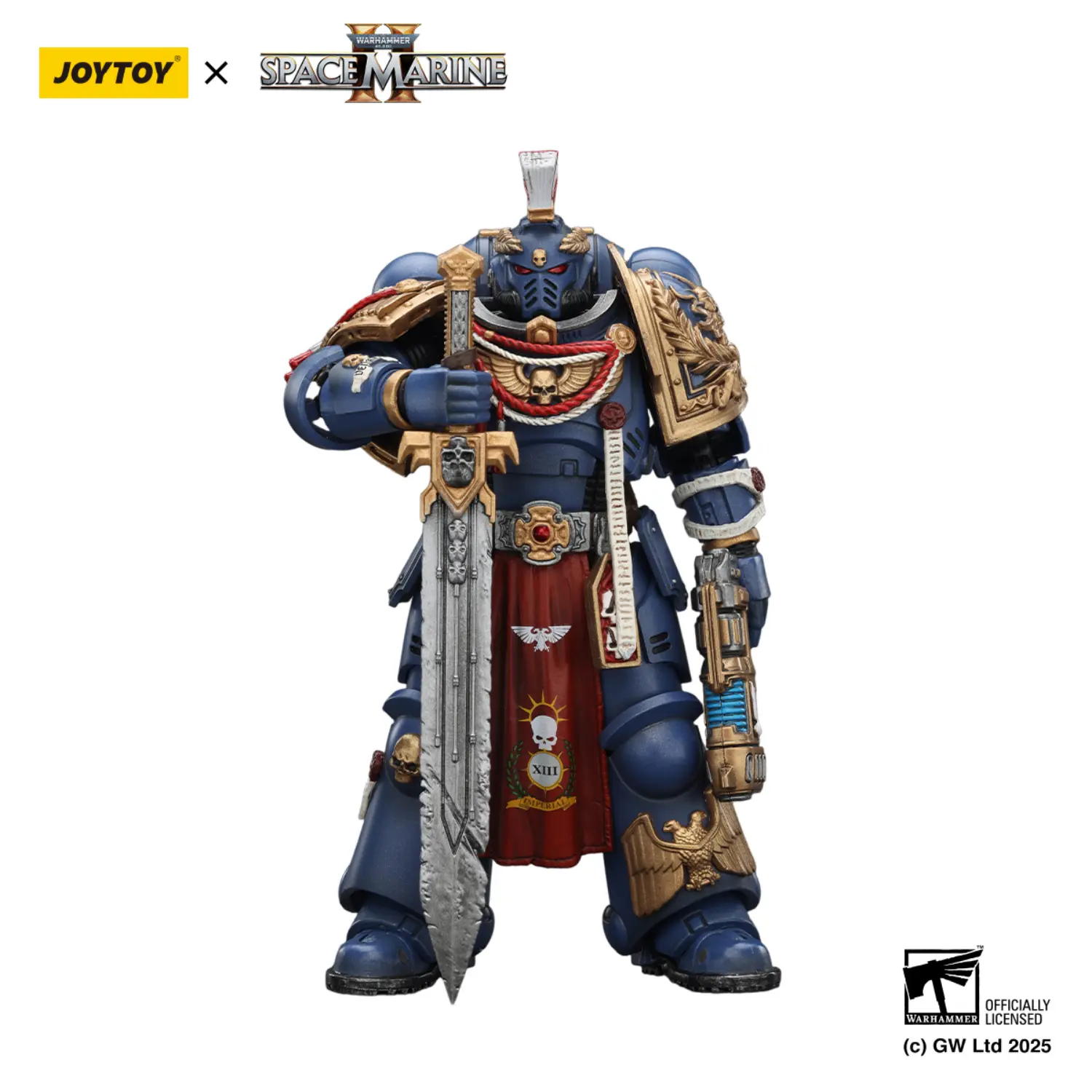 Action Figure - JOYTOY Ultramarines Relic Primus Armour with Plasma Pistol and Combat Blade 1 18 - Warhammer 40K in white background 1 Action Figure - JOYTOY Ultramarines Relic Primus Armour with Plasma Pistol and Combat Blade 1 18 - Warhammer 40K in white background 1