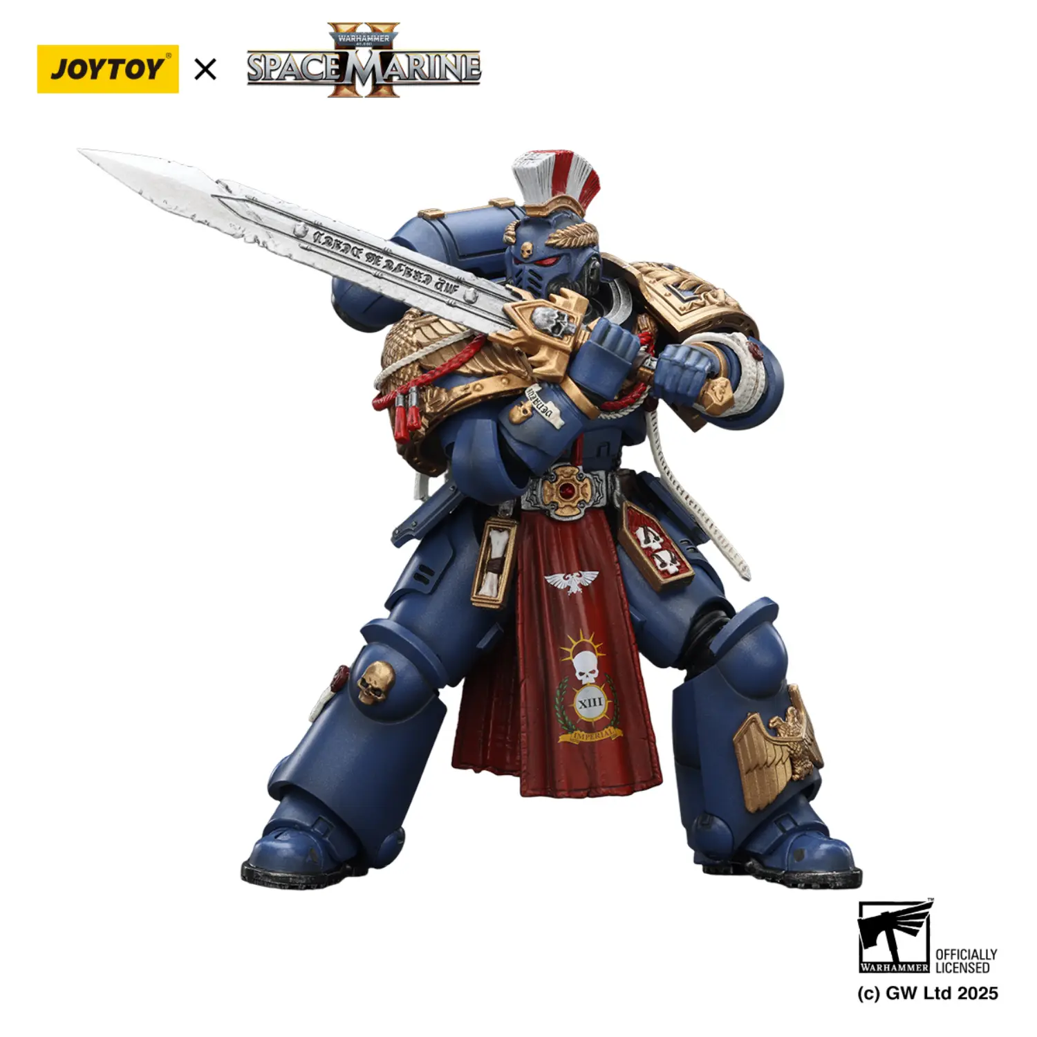 Action Figure - JOYTOY Ultramarines Relic Primus Armour with Plasma Pistol and Combat Blade 1 18 - Warhammer 40K in white background 3 Action Figure - JOYTOY Ultramarines Relic Primus Armour with Plasma Pistol and Combat Blade 1 18 - Warhammer 40K in white background 3