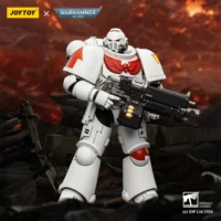 Action Figure - JOYTOY White Scars Intercessor with Bolt Rifle, Bolt Pistol and Chainsword 1 18 - Warhammer 40K in dark red background
