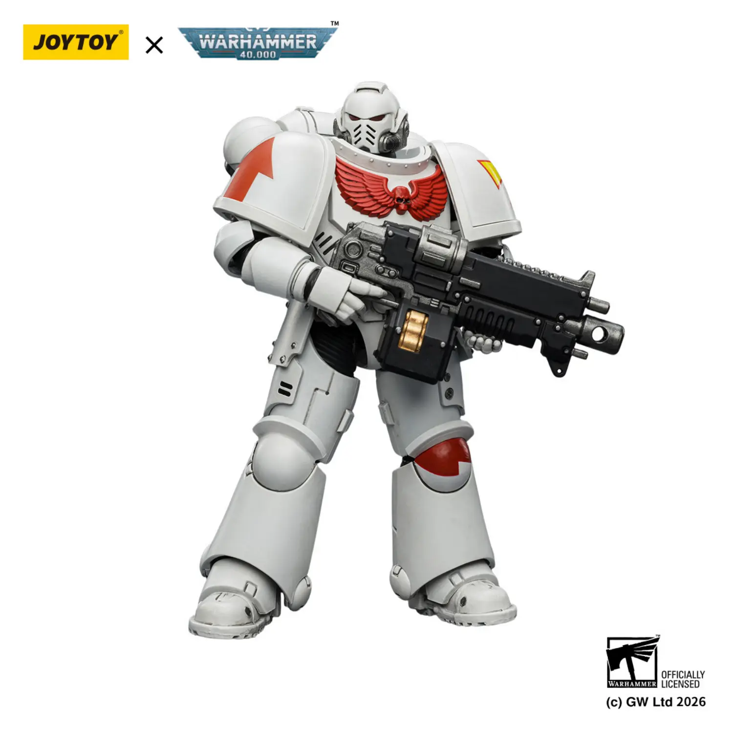 Action Figure - JOYTOY White Scars Intercessor with Bolt Rifle, Bolt Pistol and Chainsword 1 18 - Warhammer 40K in white background 3